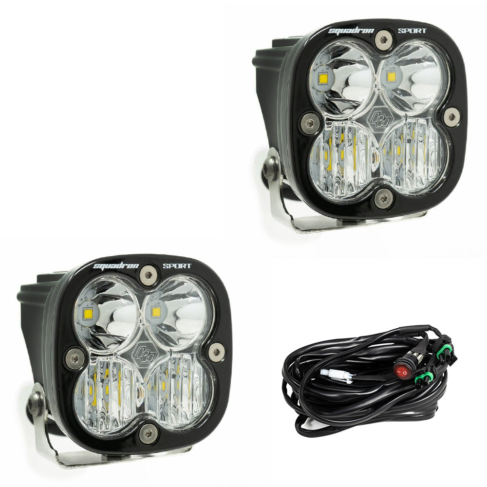 Squadron Sport Black LED Auxiliary Light Pod Pair - Driving/Combo Clear