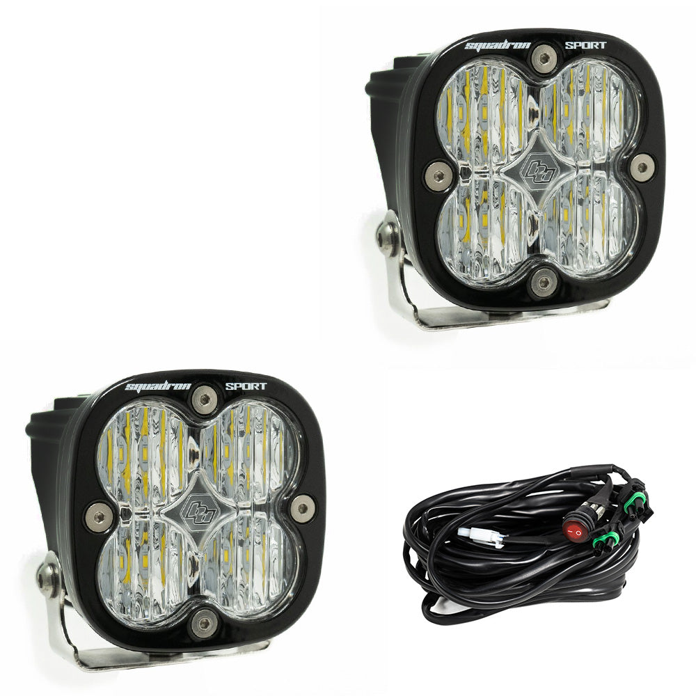 Squadron Sport Black LED Auxiliary Light Pod Pair Clear wide corner