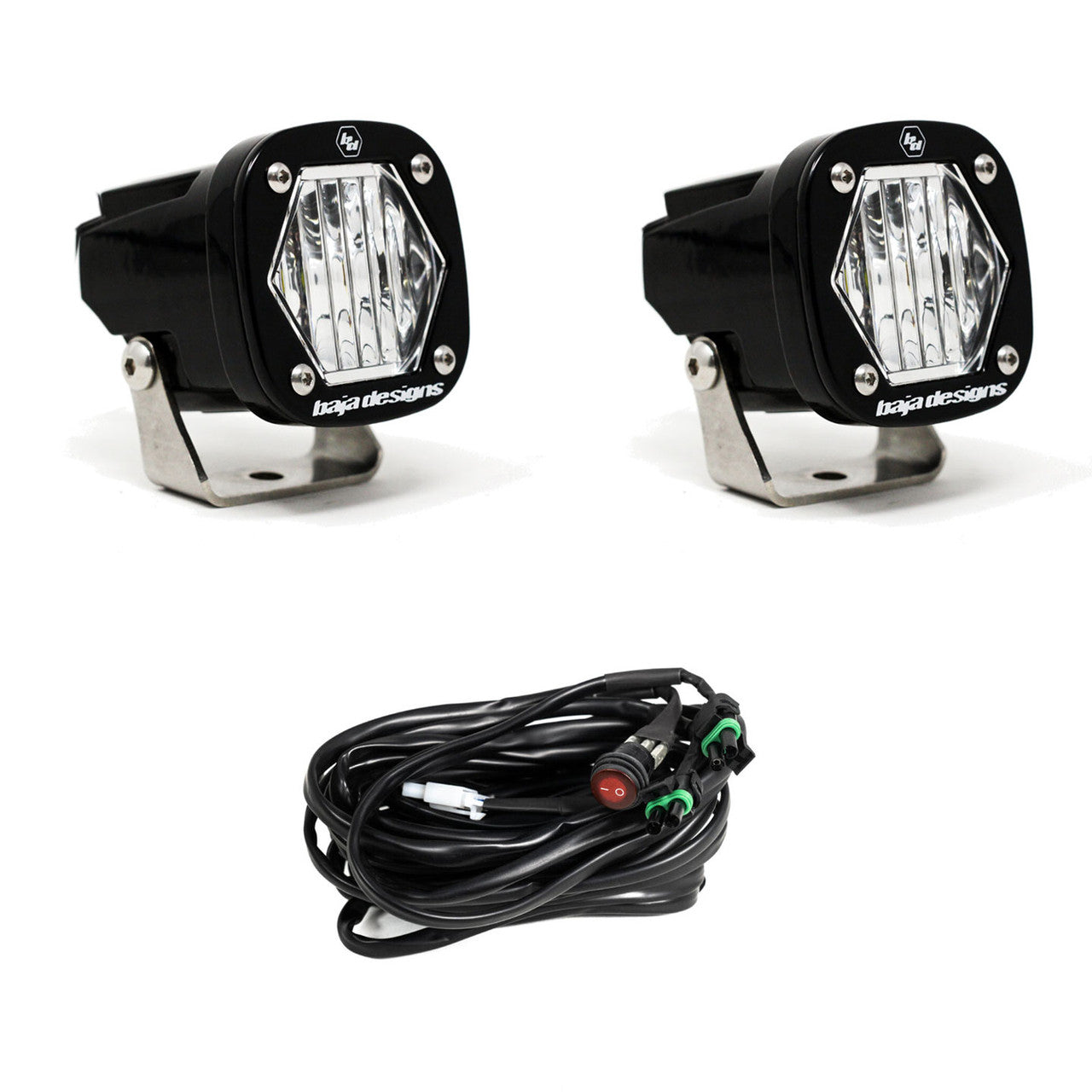 S1 Black LED Auxiliary Light Pod Pair Clear-SPOT