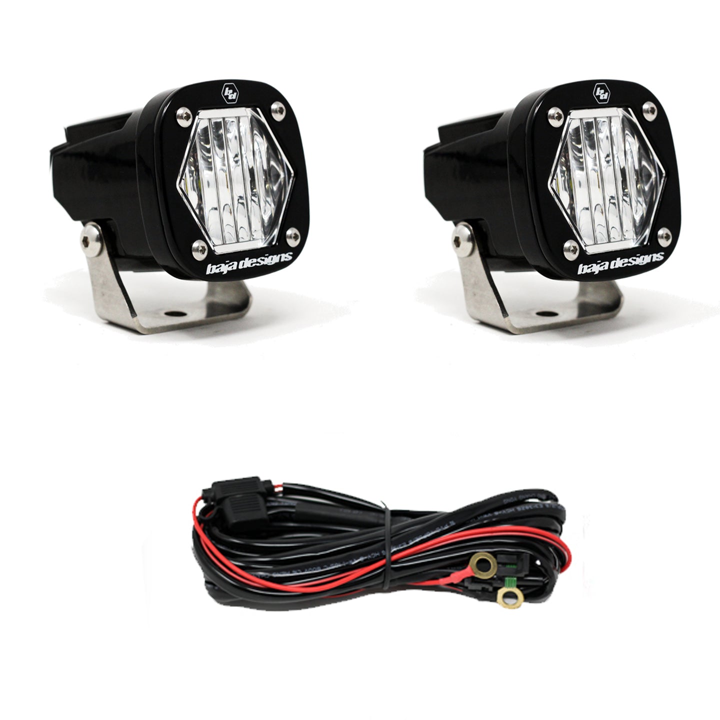 S1 Black LED Auxiliary Light Pod Pair Clear Wide Corner