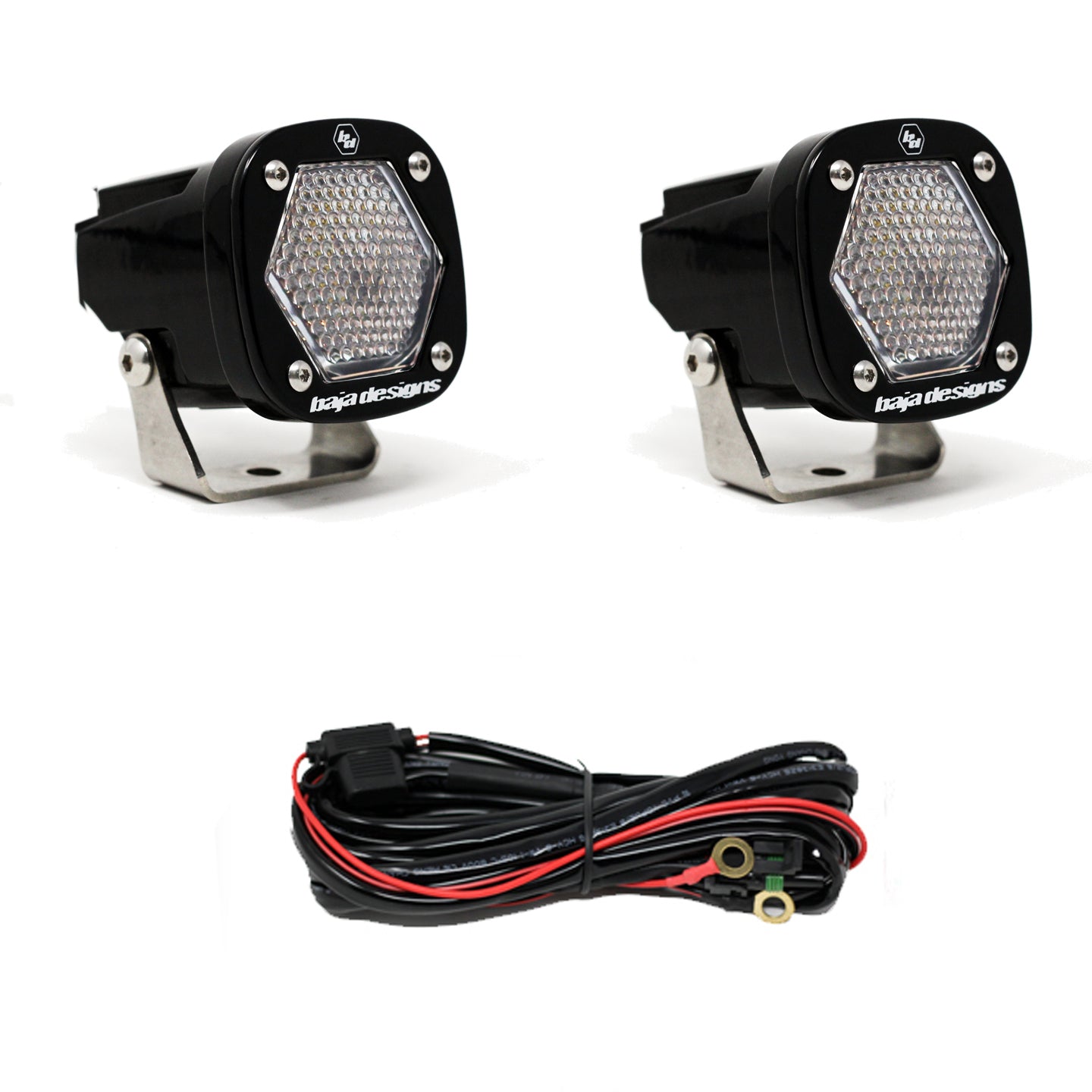 S1 Black LED Auxiliary Light Pod Pair Clear Work scene