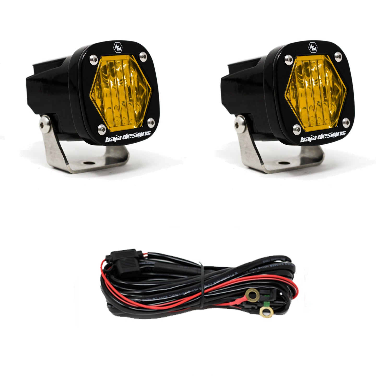 S1 Black LED Auxiliary Light Pod Pair Amber Wide corner