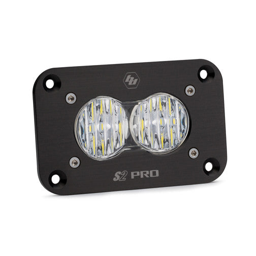 S2 Pro Black Flush Mount LED Auxiliary Light Pod - Clear-Wide corner