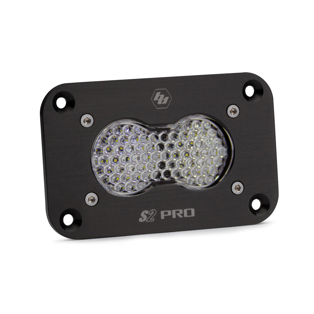 S2 Pro Black Flush Mount LED Auxiliary Light Pod - Clear Work Scene