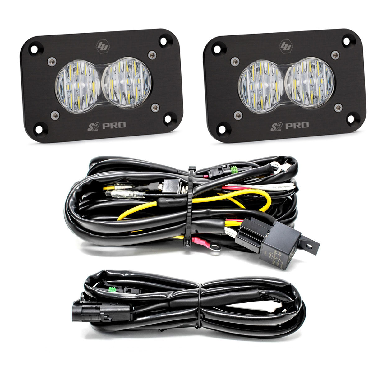 S2 Pro Black Flush Mount LED Light Pod Reverse Kit - Clear-Wide Corner