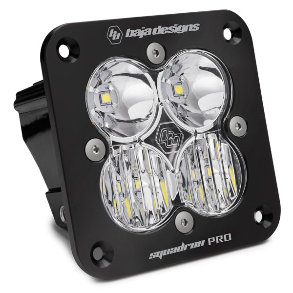 Squadron Pro-single- Black Flush Mount LED Auxiliary Light Pod - clear-drive combo