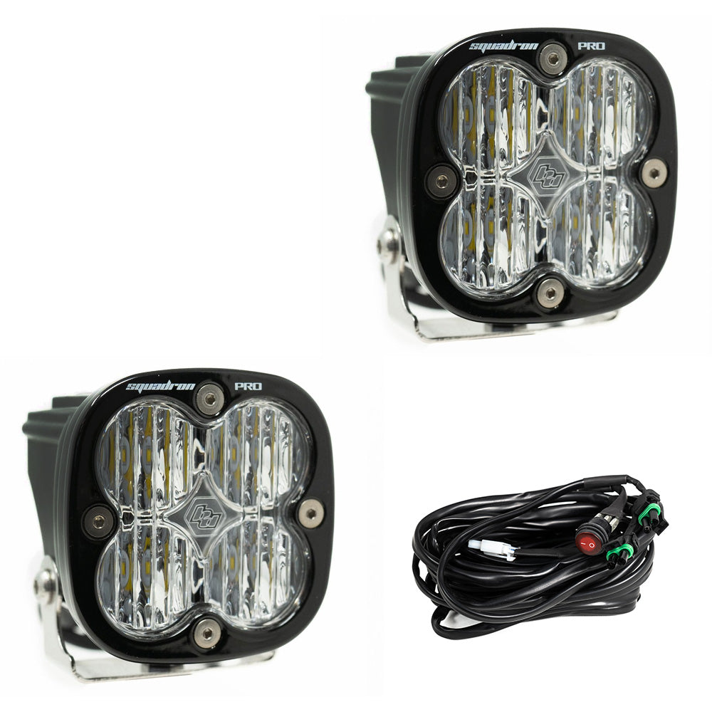 Squadron Pro Black LED Auxiliary Light Pod Pair, Wide Cornering, Clear