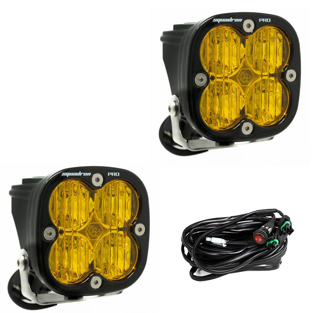 Squadron Pro Black LED Auxiliary Light Pod Pair - Wide Cornering, Amber