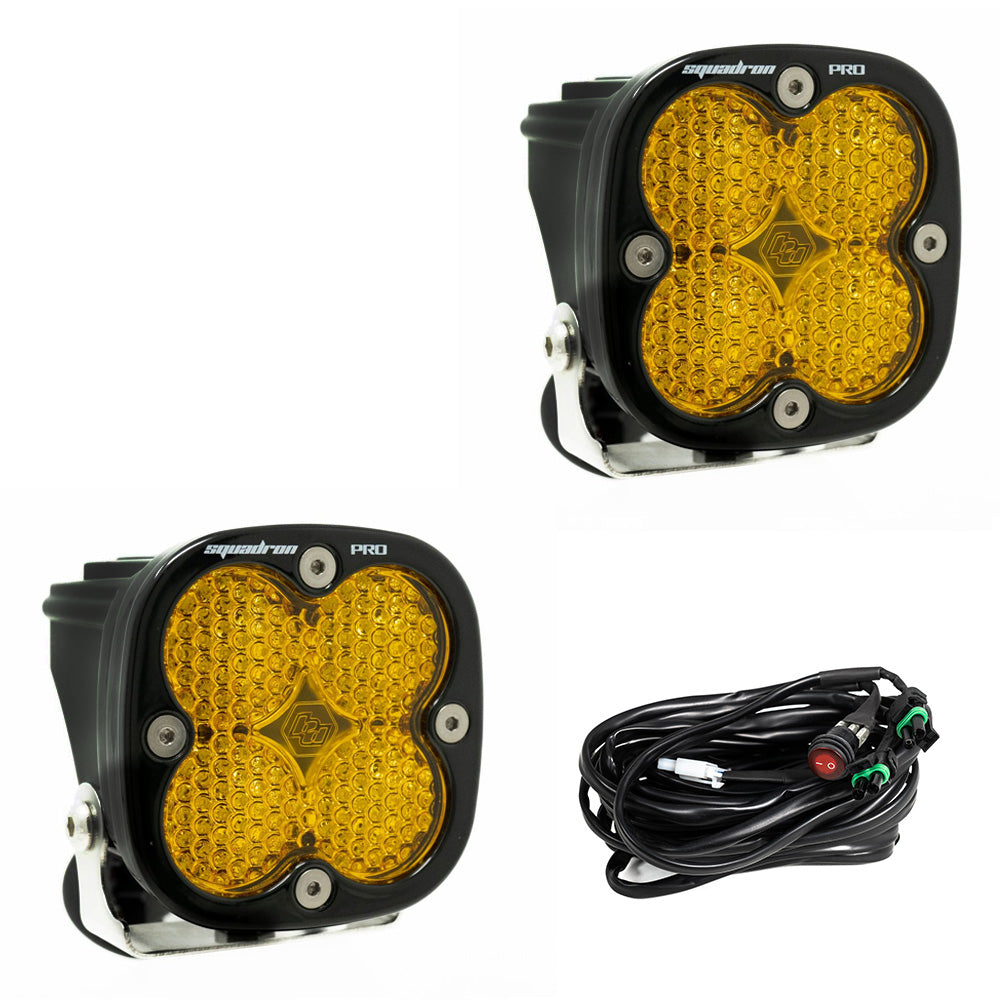 Squadron Pro Black LED Auxiliary Light Pod Pair - Work Scene, Amber