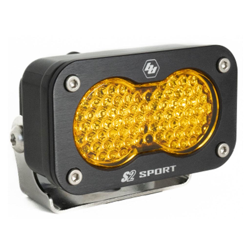 S2 Sport Black LED Auxiliary Light Pod - Amber- Work Scene