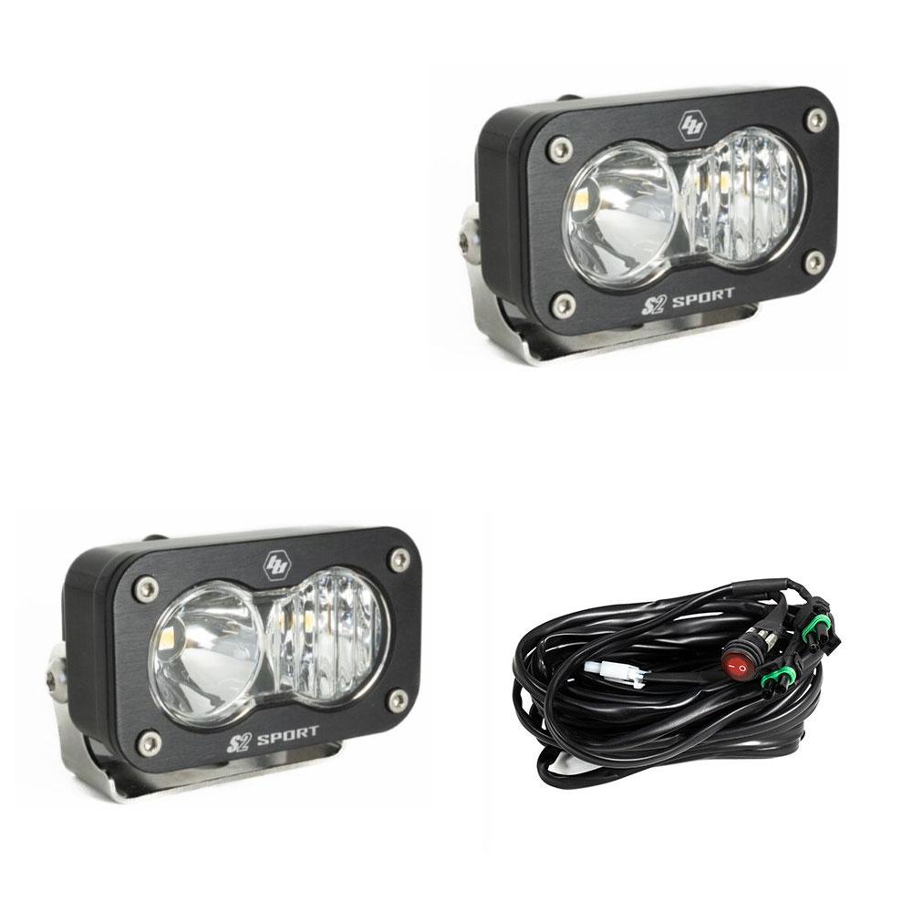 S2 Sport Black LED Auxiliary Light Pod Pair, Driving/Combo Clear