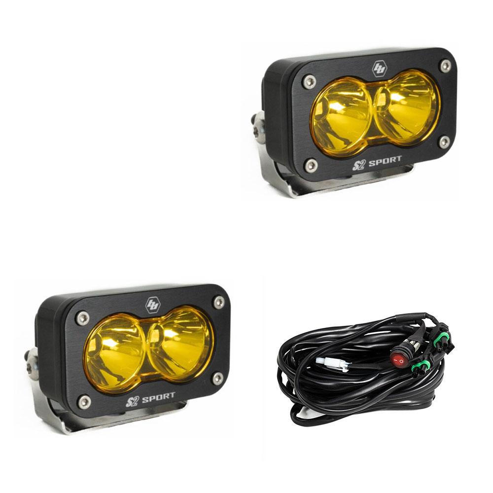 S2 Sport Black LED Auxiliary Light Pod Pair- amber- SPOT