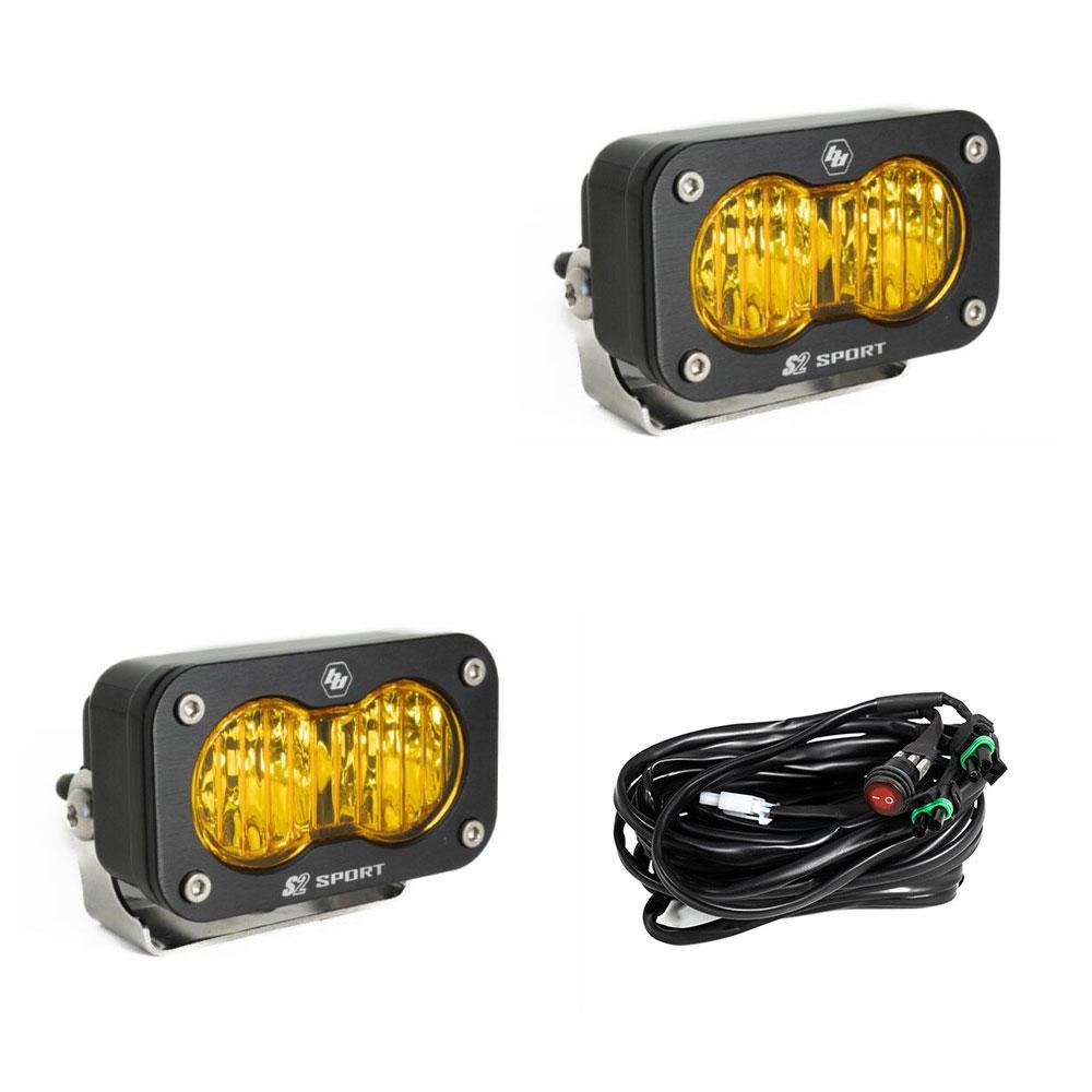 S2 Sport Black LED Auxiliary Light Pod Pair Amber wide corner