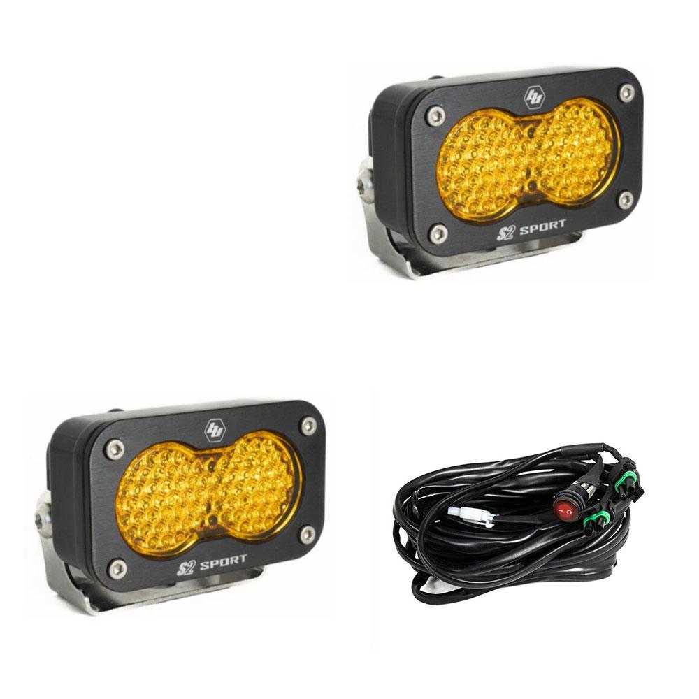 S2 Sport Black LED Auxiliary Light Pod Pair-Amber- Work scene