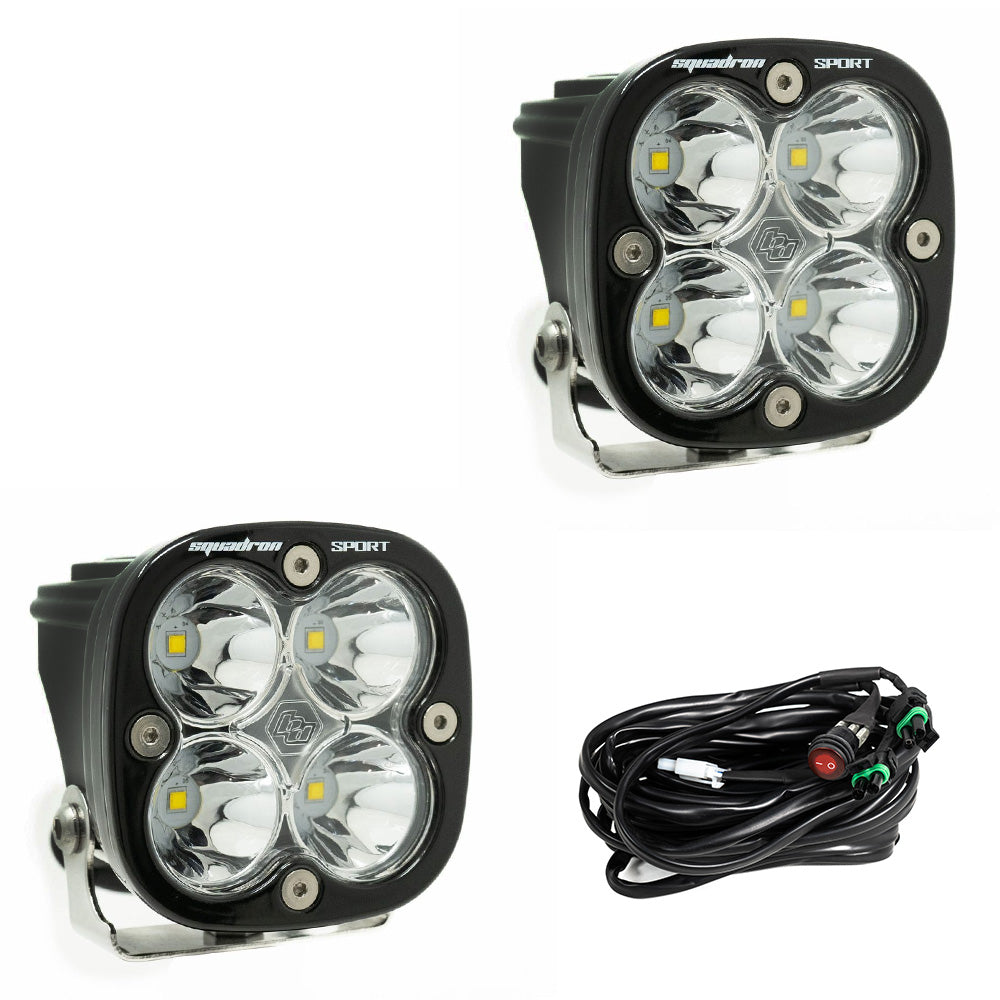 Squadron Sport Black LED Auxiliary Light Pod Pair - Clear- Spot