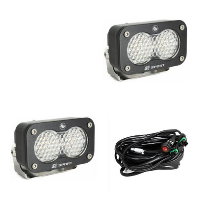 S2 Sport Black LED Auxiliary Light Pod Pair - Universal